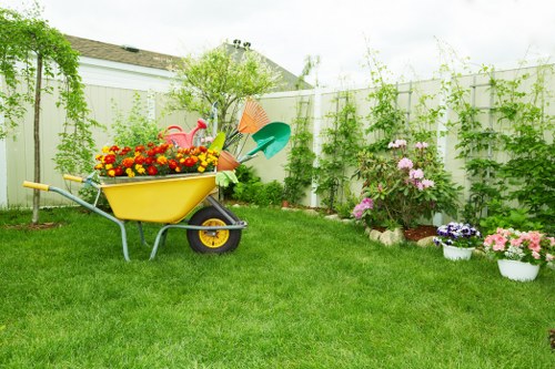 Local garden redesign with paving, planting, and lawn improvements